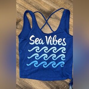 BONGO Royal Blue "Sea Vibes" Swim Coverup Tank